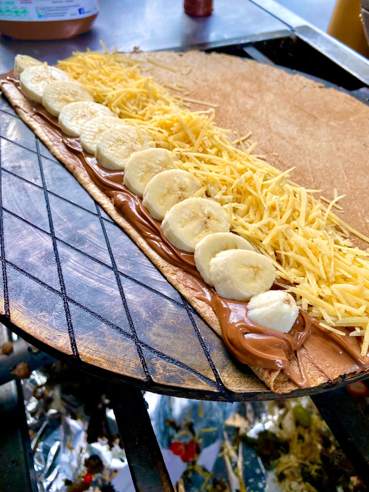 Marquesita de platano, nutella y queso
